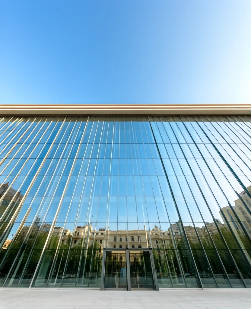 Detalle arquitectónico moderno que representa la transparencia de Gustasoft